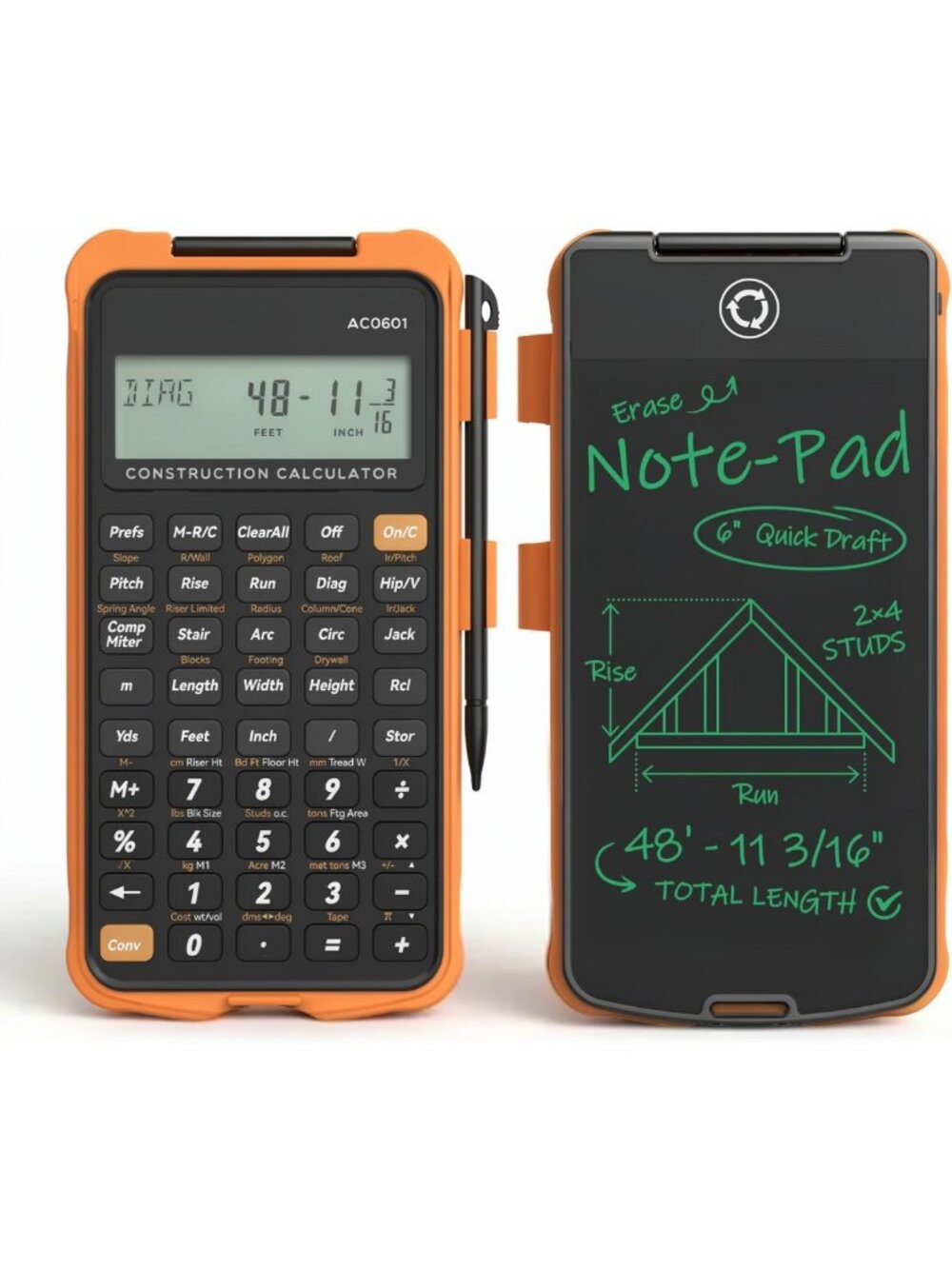 Engineering Construction Calculator with Writing Tablet - Perfect for